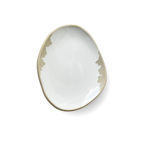 Glazed White Marble 7.5" Oblong Plate